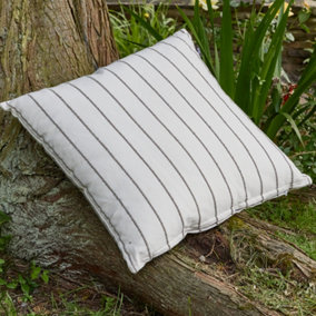 Mocha Cotton French Stripe Indoor Outdoor Garden Furniture Chair Cushion