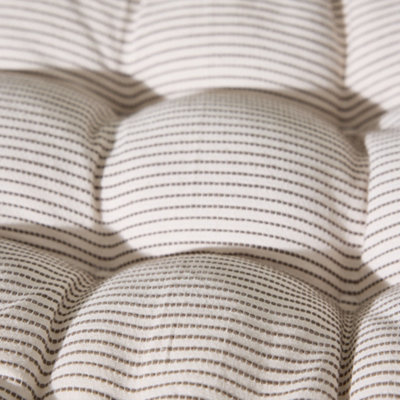 Mocha Cotton Ticking Stripe Indoor Outdoor Garden Bench Pad Cushion (L)112cm x (W)44cm