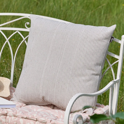 Mocha Cotton Ticking Stripe Indoor Outdoor Garden Chair Sofa Bench Cushion