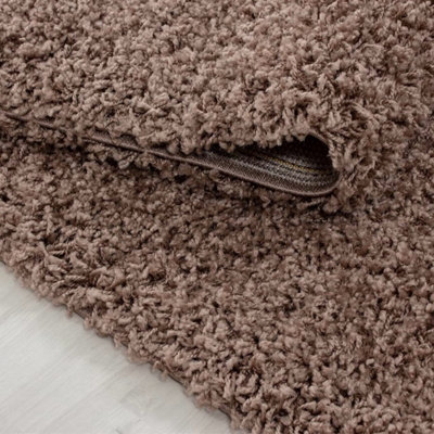 Mocha Shaggy Rug 120 x 170 cm 5cm Deep Pile Soft Floor Carpet Modern ...