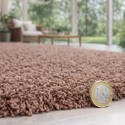 Mocha Shaggy Rug 120 x 170 cm 5cm Deep Pile Soft Floor Carpet Modern ...
