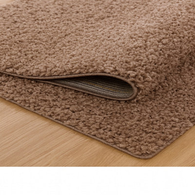Mocha small rug soft rug 5cm thick pile living room shaggy rug (80x150)