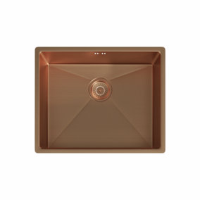 Mockeln - 1.0 Bowl Stainlees Steel Kitchen Sink - Inset or Undermounted - Copper Finish - 540mm x 440mm x 200mm