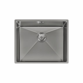 Mockeln - 1.0 Bowl Stainless Steel Kitchen Sink - Inset or Undermounted - Brushed Steel Finish - 540mm x 440mm x 200mm