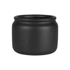 Moda Ceramic Black Jar Plant Pot. H13 cm