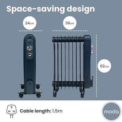 Moda Jazz Oil Filled Portable Radiator - Blue 2000w