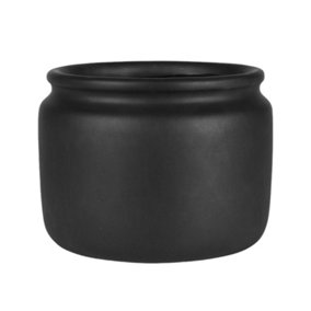 Moda Large Ceramic Black Jar Plant Pot. H15 x W19cm