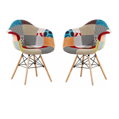 Moda Patchwork Eiffel Armchair Multicolor, Set of 2