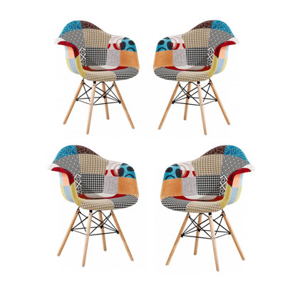 Moda Patchwork Eiffel Armchair Multicolor, Set of 4