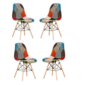 Moda Patchwork Eiffel Chairs Multicolor, Set of 4