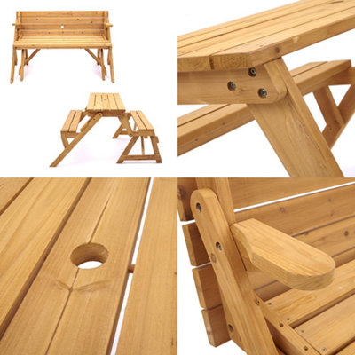 Modbury 2 in 1 Convertible Garden Bench and Picnic Table - 5