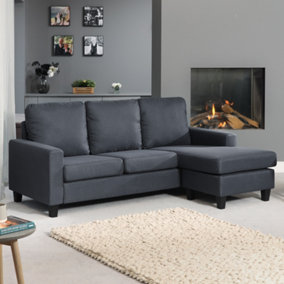 Modbury Reversible Fabric Corner Sofa - Dark Grey