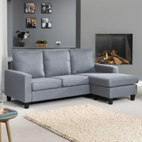Modbury Reversible Fabric Corner Sofa - Light Grey