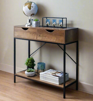 MODCRAFT Console Table with 2 Drawers and Wooden Shelf