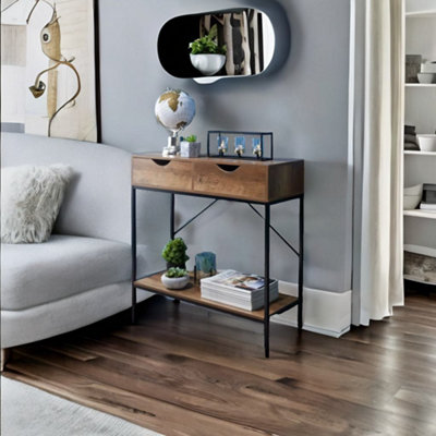 MODCRAFT Console Table with 2 Drawers and Wooden Shelf