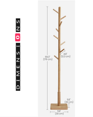 Modcraft Free Standing Solid Coat Rack with 8 Hooks for Hallway