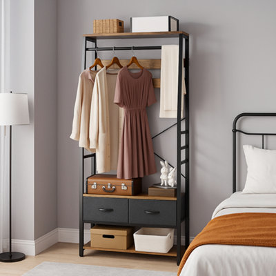 Modcraft Industrial Coat Rack Stand with Shoe Storage and Bench