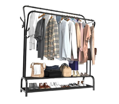 Modcraft Metal Double Rail Clothes Rack - Freestanding Garment Stand ...