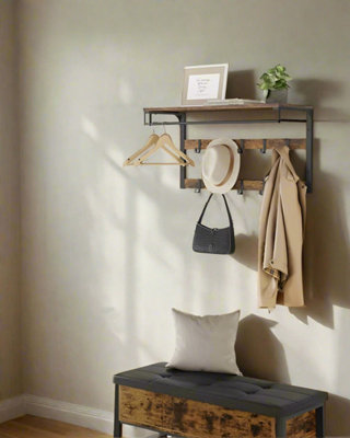 Modcraft Rustic Wall-Mounted Coat Rack , 10 Removable Hooks in 2 Rows
