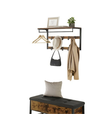 Modcraft Rustic Wall-Mounted Coat Rack , 10 Removable Hooks in 2 Rows