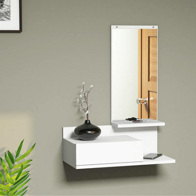 White console table on sale with mirror