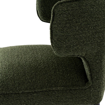 Modena Modern Green Upholstered Bar Stool with Wooden Legs