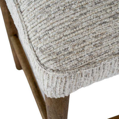 Modena Modern Soft Grey Upholstered Bar Stool with Wooden Legs