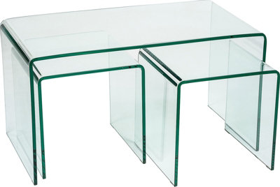 Modena Set of Clear Glass Coffee Tables for Living Room