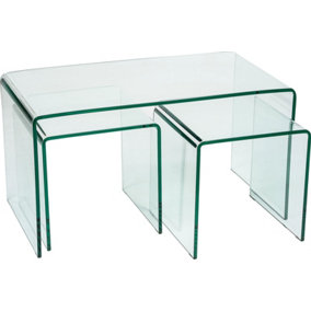 Modena Set of Clear Glass Coffee Tables for Living Room