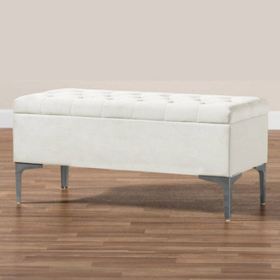 Modena Storage Ottoman Bench, Ottoman Footstool with Legs, 120cm Plush ...