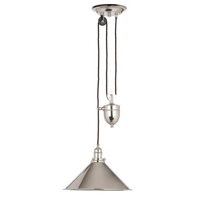 Modern 1 Bulb Ceiling Pendant Light Fixture in Polished Nickel Finish for LED E27 Bulbs