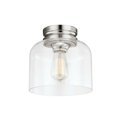 Modern 1 Bulb Flush Light for Low Ceilings - Polished Nickel Finish LED E27 60W