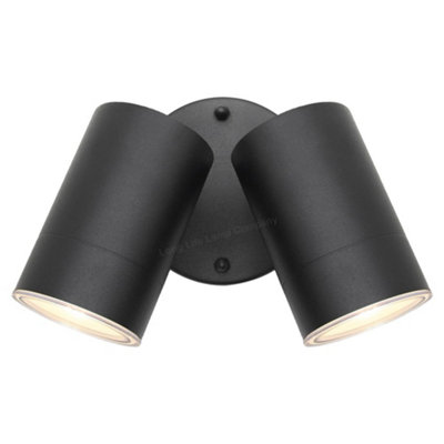 Modern 11W LED Outdoor Twin Garden Wall Light Black Warm