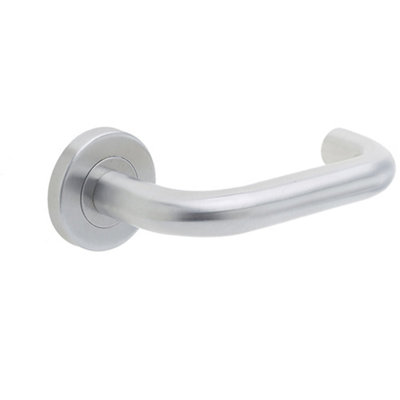 Modern 19mm Satin Stainless Steel Door Handle on 8mm Sprung Rose Interior Handle