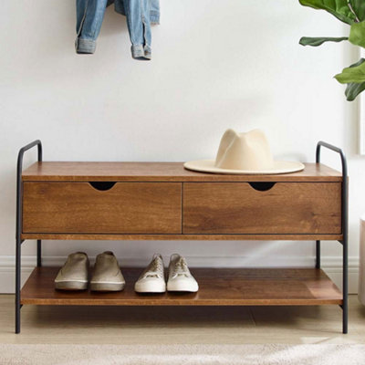 Walnut Entryway Storage with Hooks, Shelves, Shoes Bench, Freestanding orders