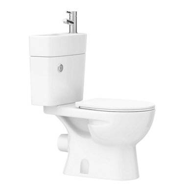 Modern 2 in 1 Compact Combo White Basin and Close Coupled Toilet - 4