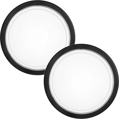 Modern 2-Pack Black Flush Ceiling Light with White Clear Glass Shade