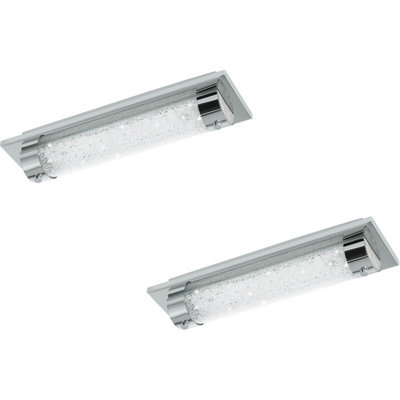 Modern 2-Pack Chrome LED Ceiling Lights with Clear Plastic Crystal Shade
