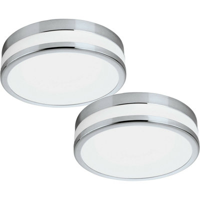 Modern 2 Pack Chrome LED Ceiling Lights with Satin Glass Shade - 11W Energy Efficient