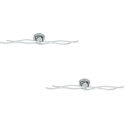 Modern 2 Pack Chrome LED Ceiling Lights with White Plastic Shade