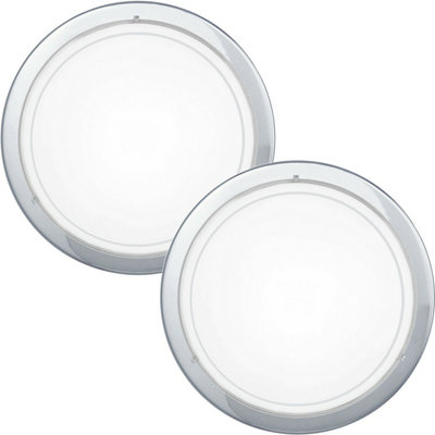 Modern 2 Pack Chrome Shade Wall Flush Ceiling Light with Clear Glass E27 60W