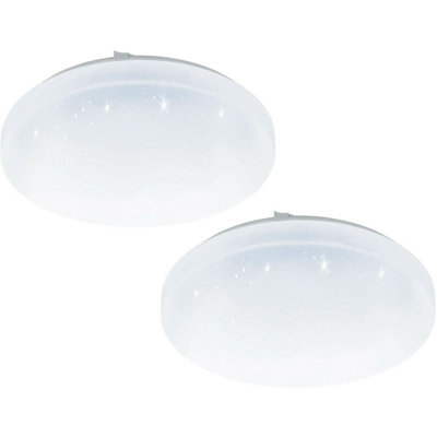 Modern 2 Pack Flush Ceiling Lights with Crystal Effect - 12W LED White Shade