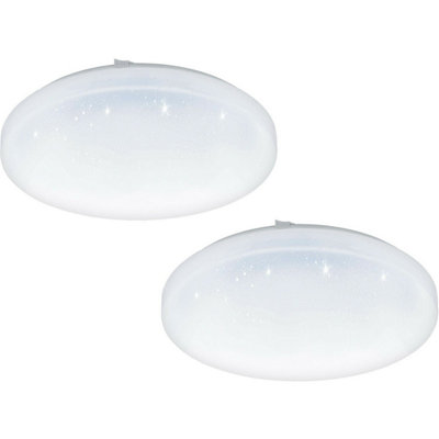 Modern 2 Pack Flush Mount Ceiling Lights with White Shade and Crystal Effect
