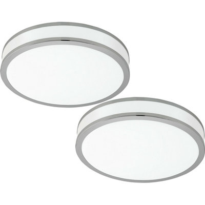 Modern 2 Pack LED Ceiling Light Fixture with White Chrome Shade