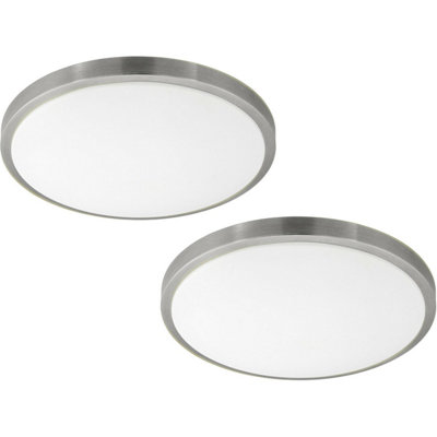 Modern 2 Pack LED Ceiling Light with White Shade and Satin Nickel Finish