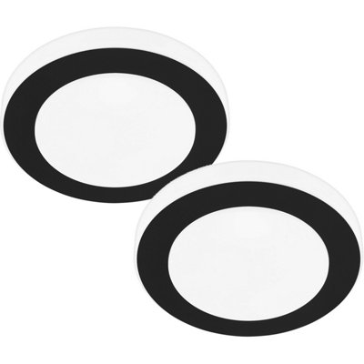 Modern 2-Pack LED Wall and Ceiling Light in Black and White with White Shade