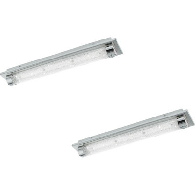 Modern 2 Pack LED Wall Flush Ceiling Lights with Chrome Finish and Crystal Shade