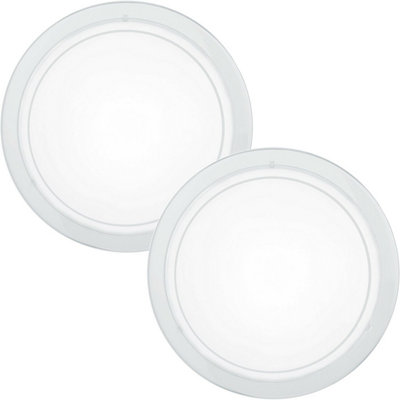 Modern 2-Pack Wall and Ceiling Light with White Shade and Clear Glass
