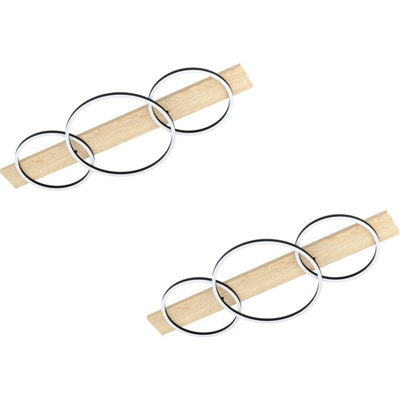Modern 2 Pack Wall Flush Ceiling Light with Black Brown Shade and White Plastic LED