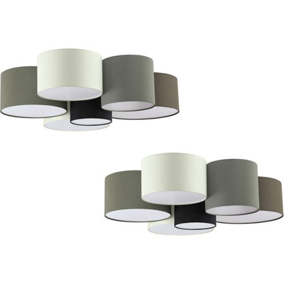 Modern 2 Pack Wall Flush Ceiling Light with White Shade and Fabric Finish